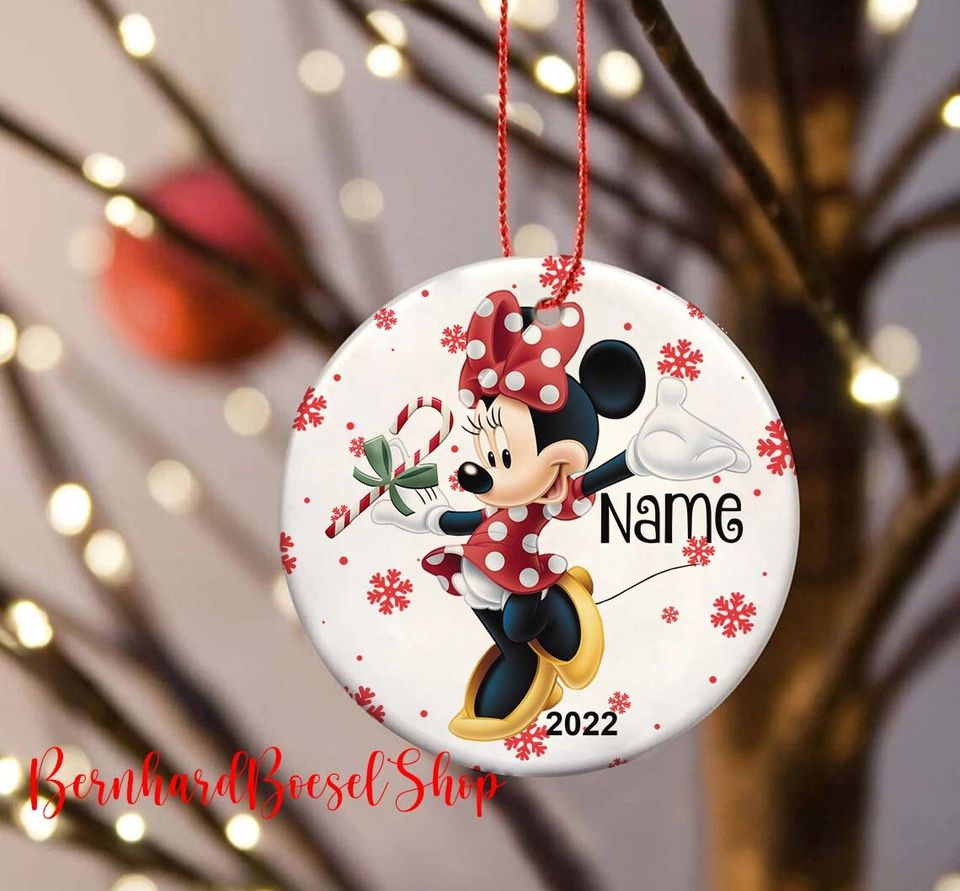Personalized Minnie Mouse Ornament, Disney Christmas Ornament