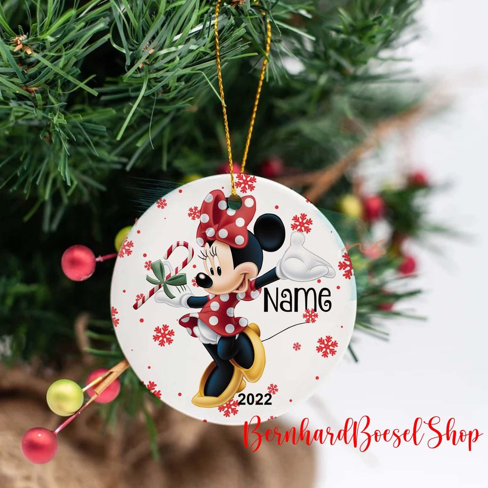 Personalized Minnie Mouse Ornament, Disney Christmas Ornament