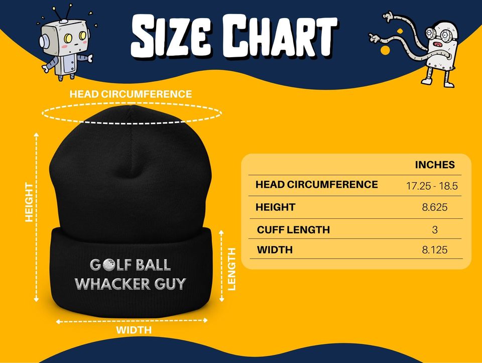 Golf Ball Whacker Guy Beanie: Funny Embroidered Cuffed Hat