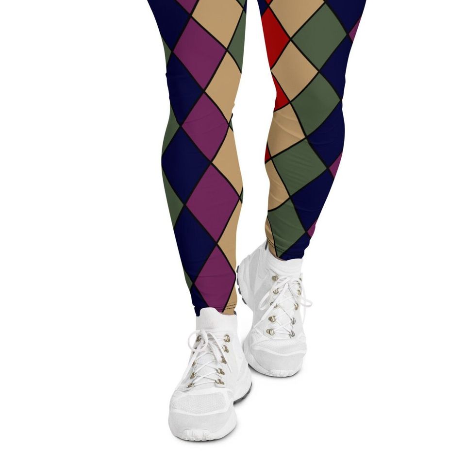 Harlequin Jester Fool Clown Mens Leggings, Harlequin Costume, Cosplay