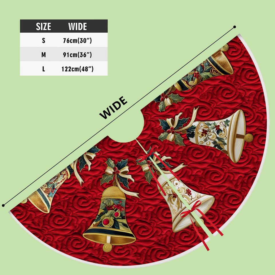 Bells Christmas Tree Skirt for Holiday Home Decorations