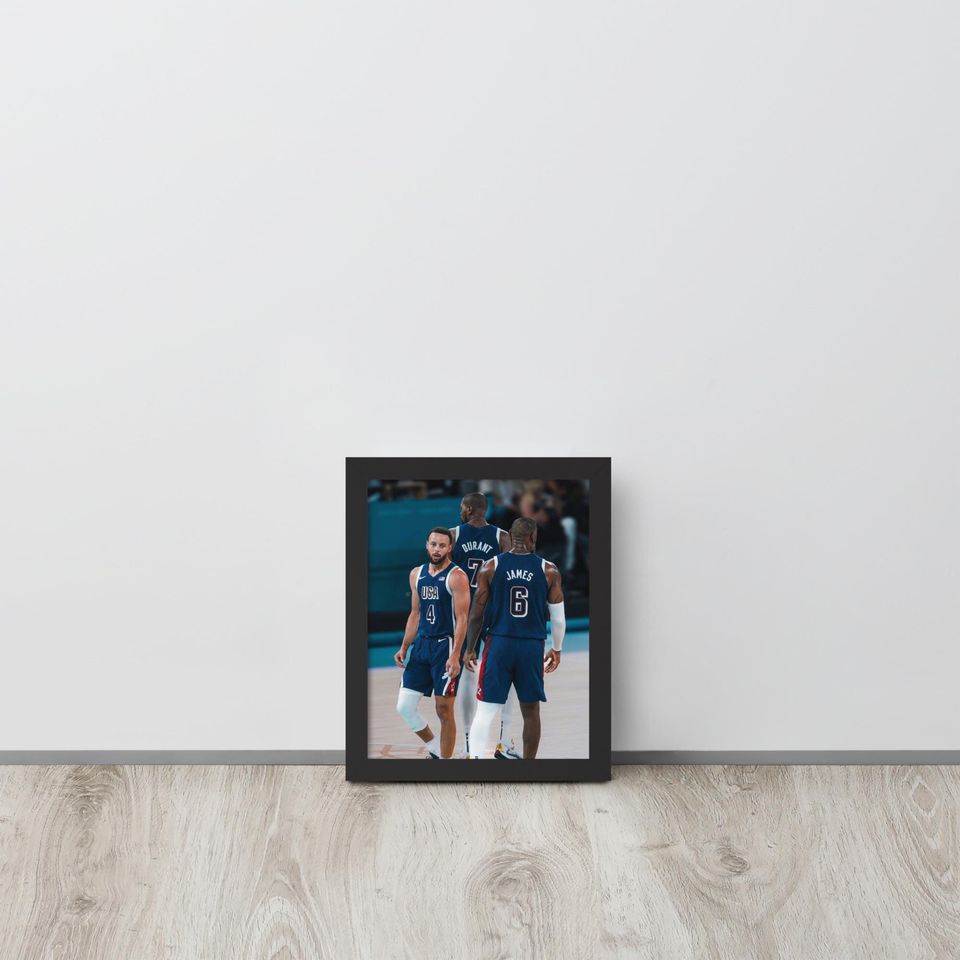 LeBron, KD, Steph Curry Olympics Framed Poster NBA Print  Gift for NBA Fan