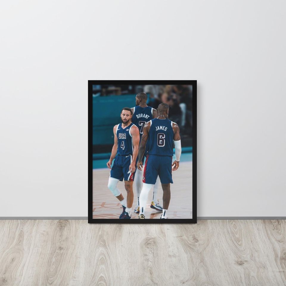 LeBron, KD, Steph Curry Olympics Framed Poster NBA Print  Gift for NBA Fan