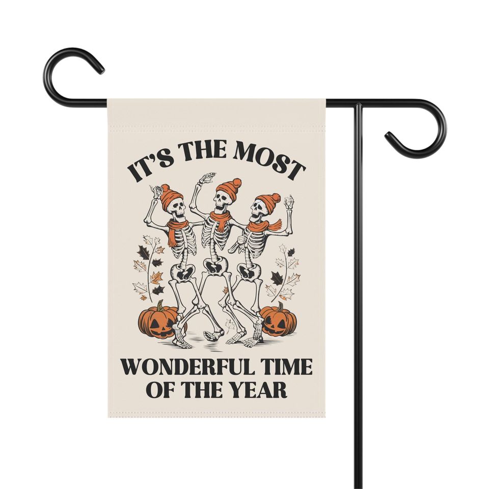 Skeleton Halloween Garden Flag, Spooky Garden Flag, Halloween House Banner, Fall Yard Flag, Spooky Garden Decor, Goth Garden, Halloween Sign