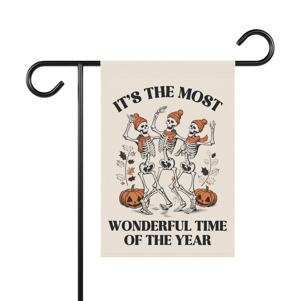 Skeleton Halloween Garden Flag, Spooky Garden Flag, Halloween House Banner, Fall Yard Flag, Spooky Garden Decor, Goth Garden, Halloween Sign