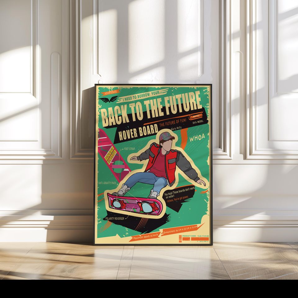 Back to The Future Poster -  Hoverboard Poster- Hoverboard - Hoverboard Marty Mcfly