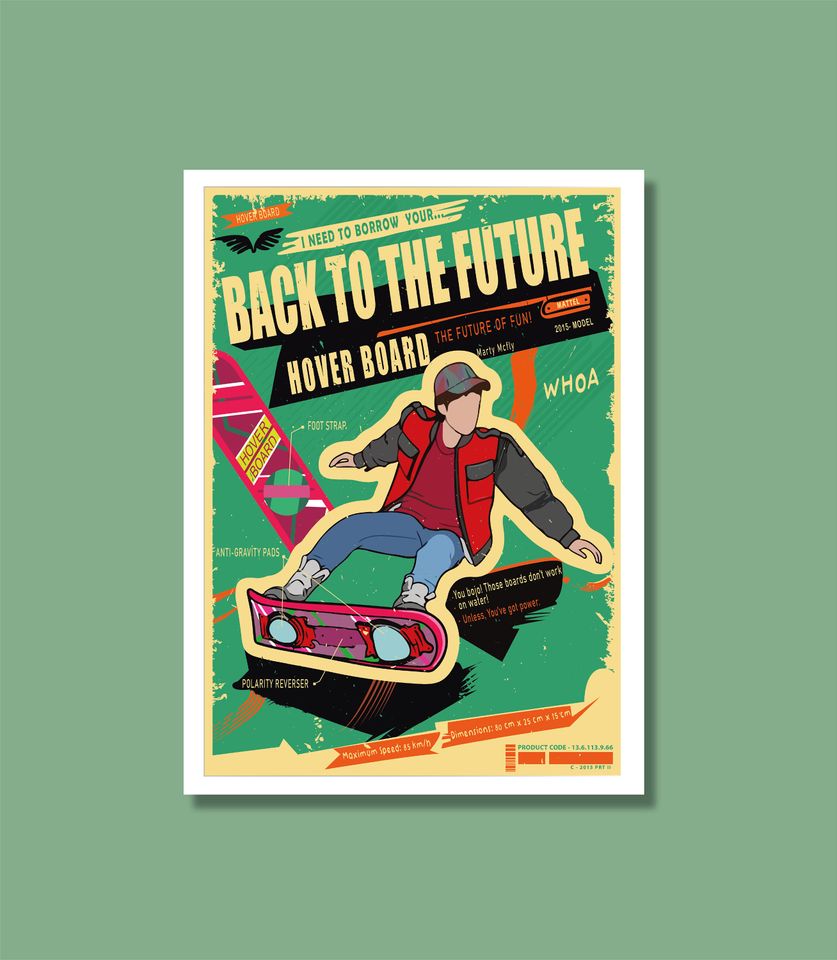 Back to The Future Poster -  Hoverboard Poster- Hoverboard - Hoverboard Marty Mcfly