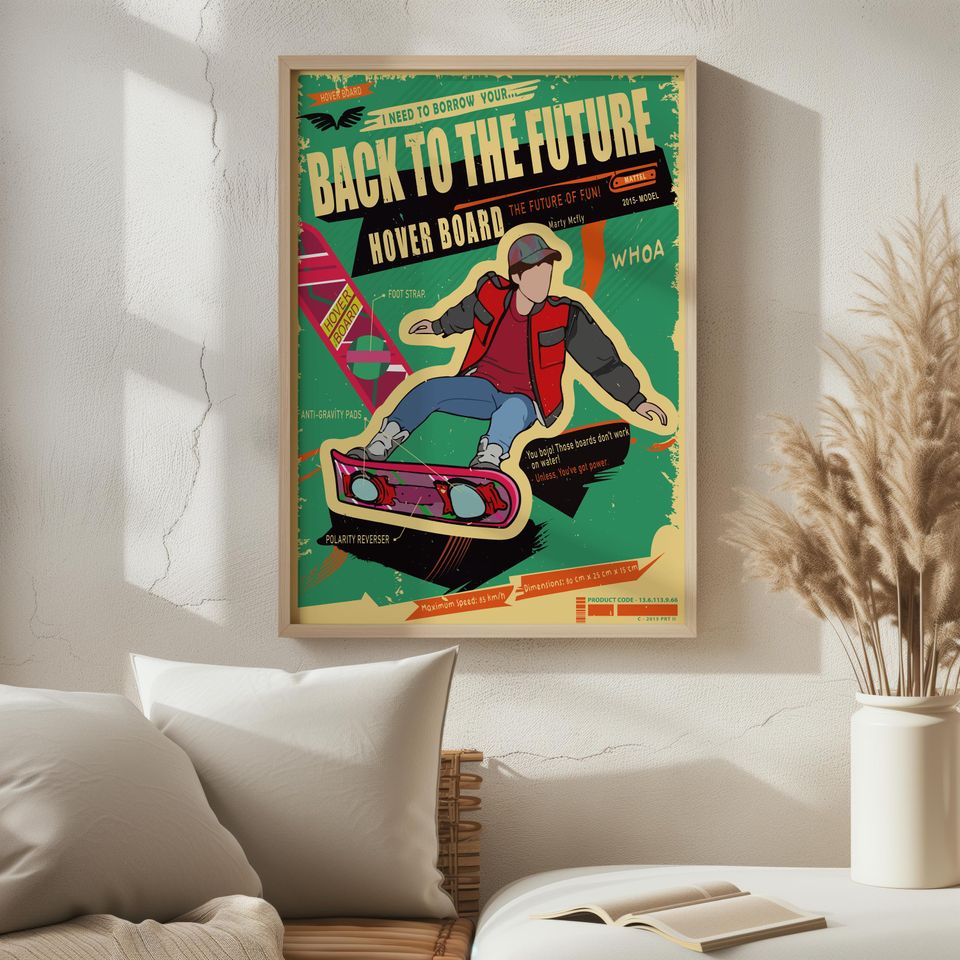 Back to The Future Poster -  Hoverboard Poster- Hoverboard - Hoverboard Marty Mcfly
