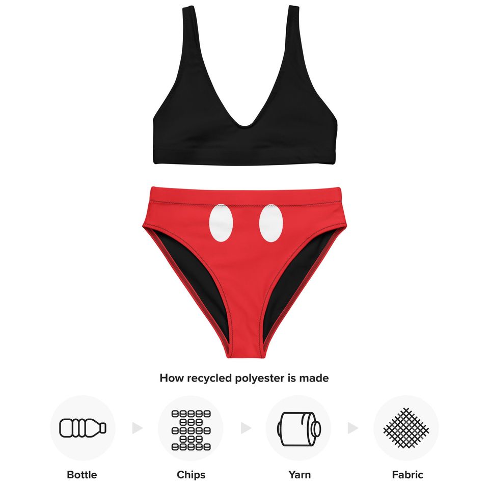 The Mouse Recycled high-waisted bikini, Cute Bikini Set, Recycled high-waisted bikini