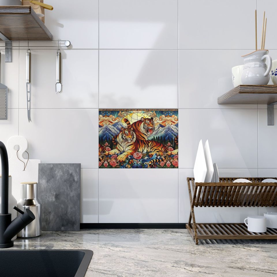 Tigers Ceramic Photos Tile, Home Decor