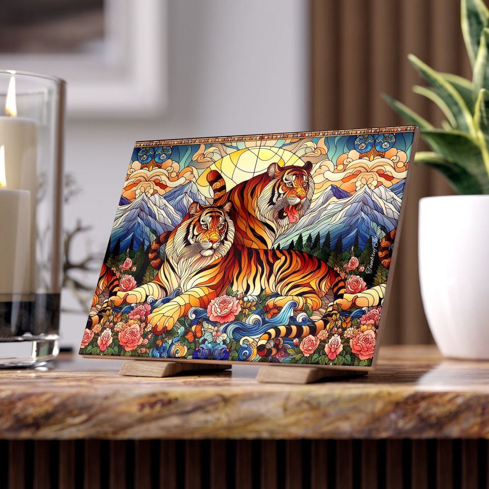 Tigers Ceramic Photos Tile, Home Decor