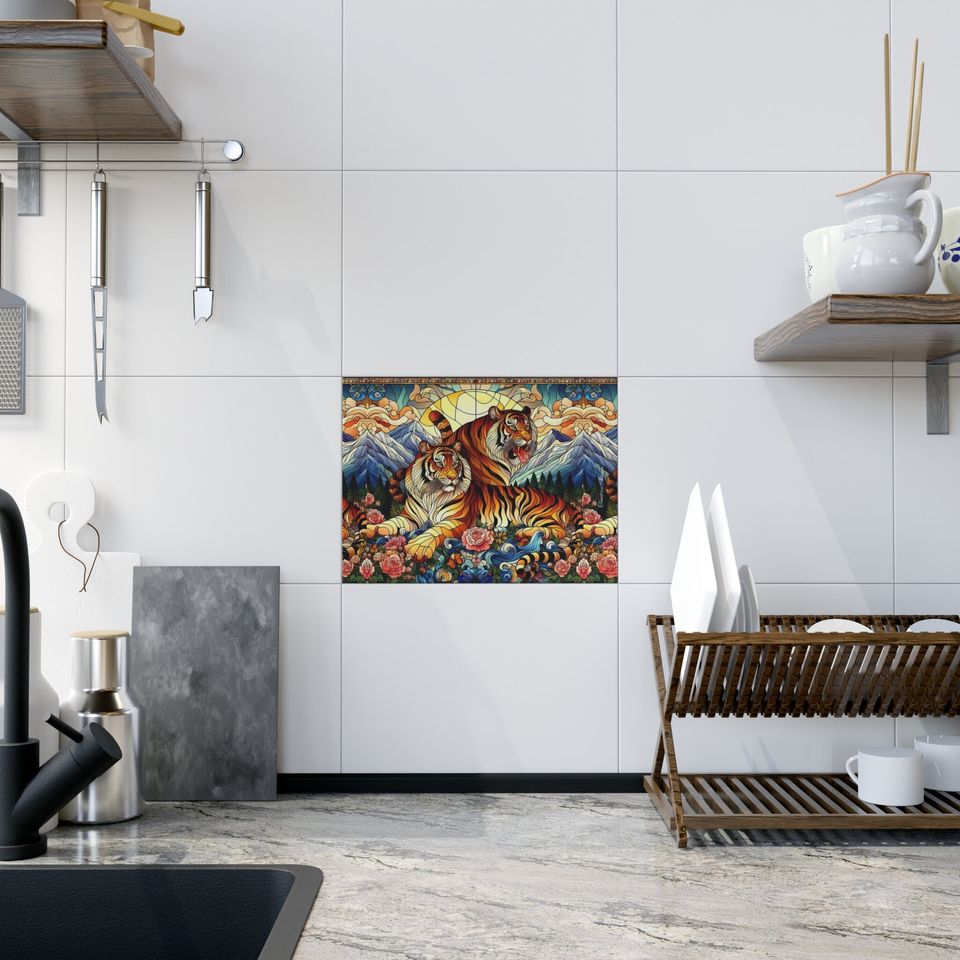 Tigers Ceramic Photos Tile, Home Decor