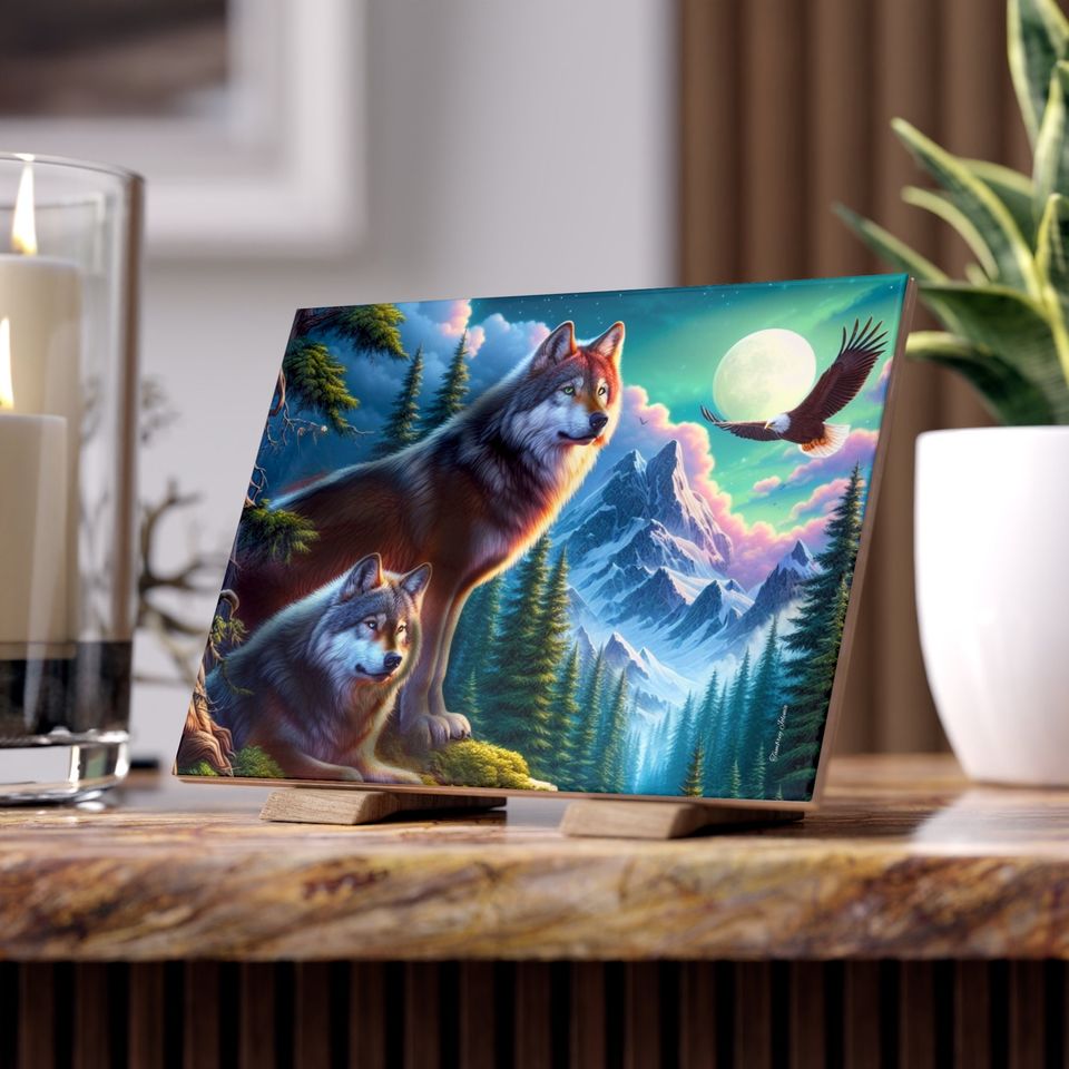 Wolves Ceramic Photos Tile, Home Decor