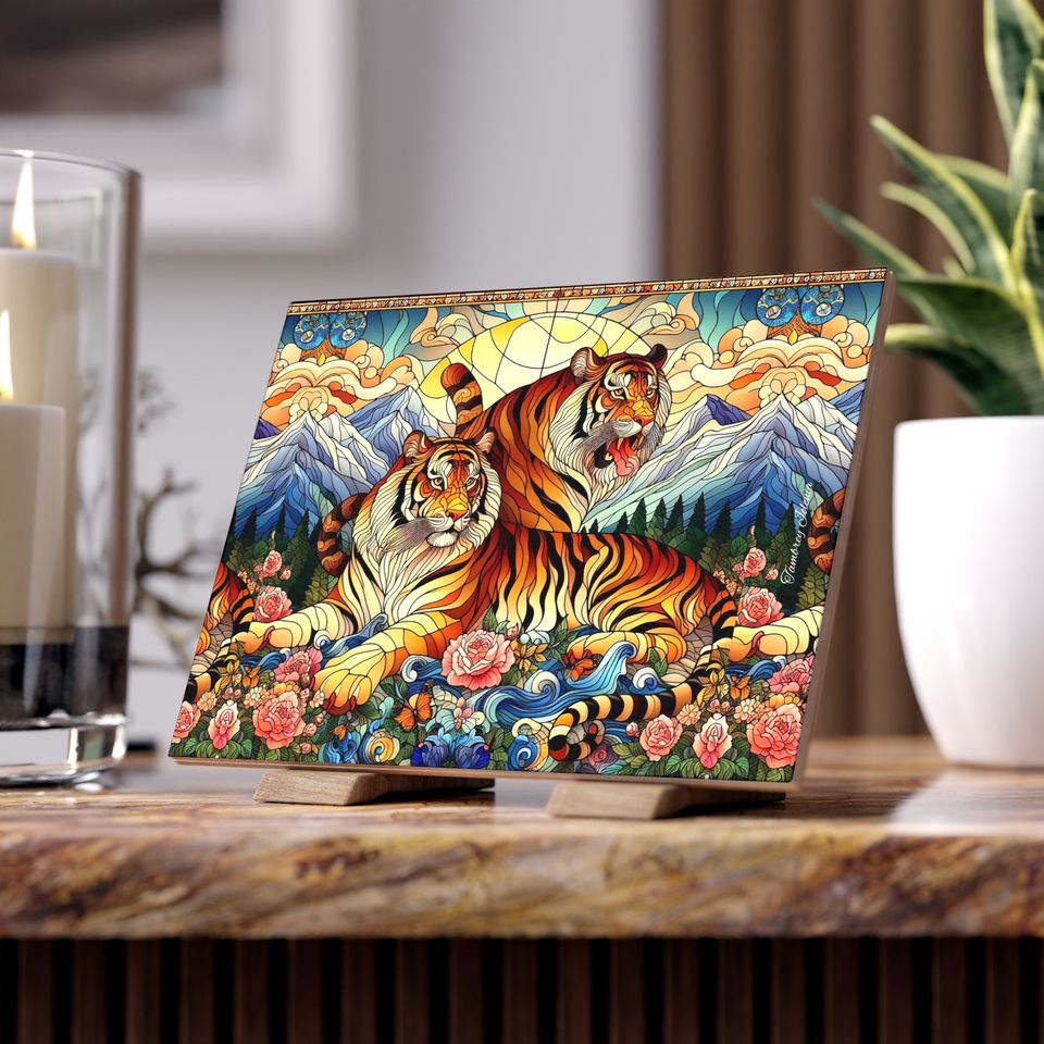 Tigers Ceramic Photos Tile, Home Decor