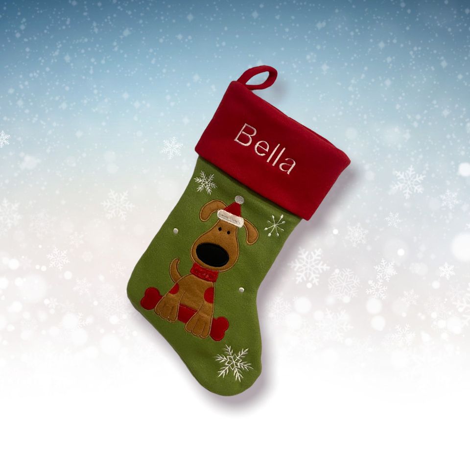 Dog Stocking - Pet Stocking- Xmas Stocking - Embroidered Christmas Stocking