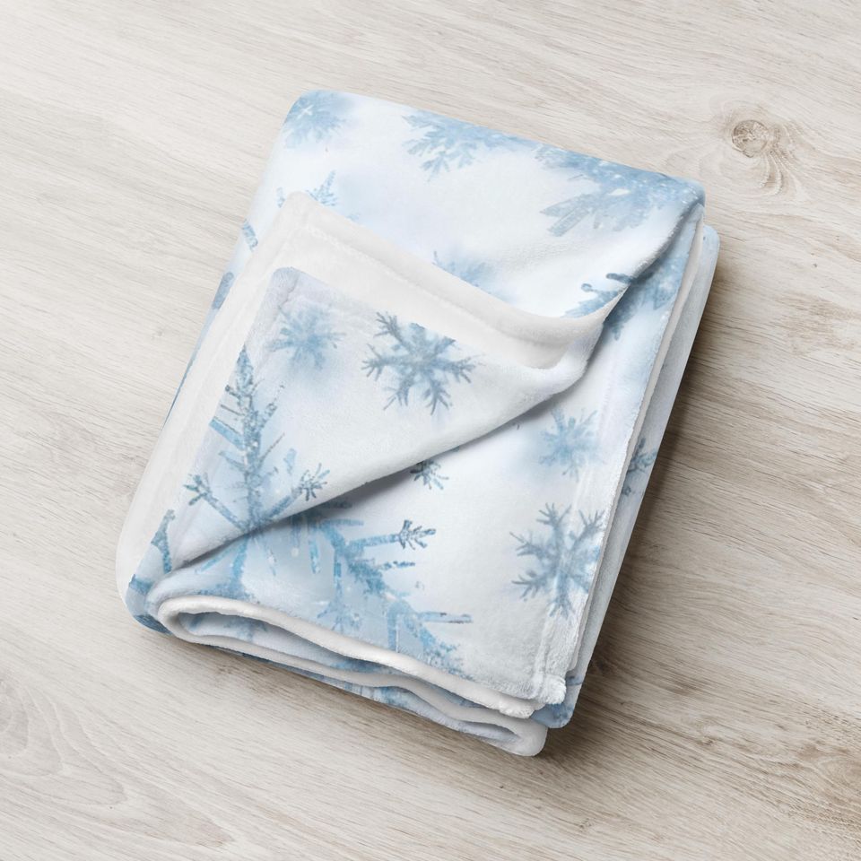 Light Blue Snowflake Throw Blanket Christmas Present Birthday Gift