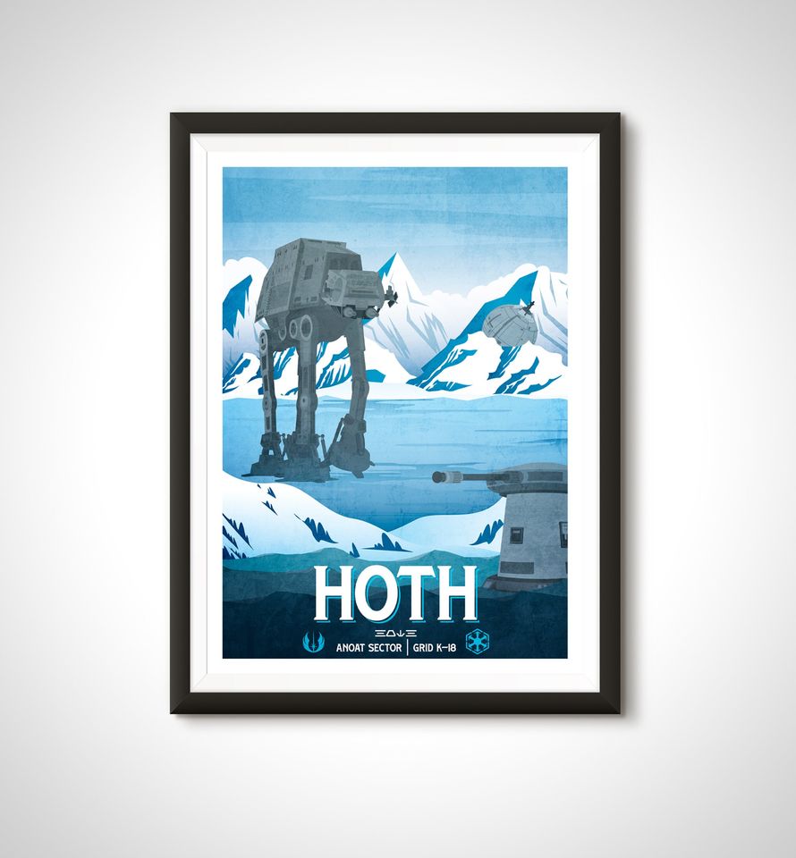 Star Wars Hoth Poster: Retro Travel Print Sci-Fi Wall Art