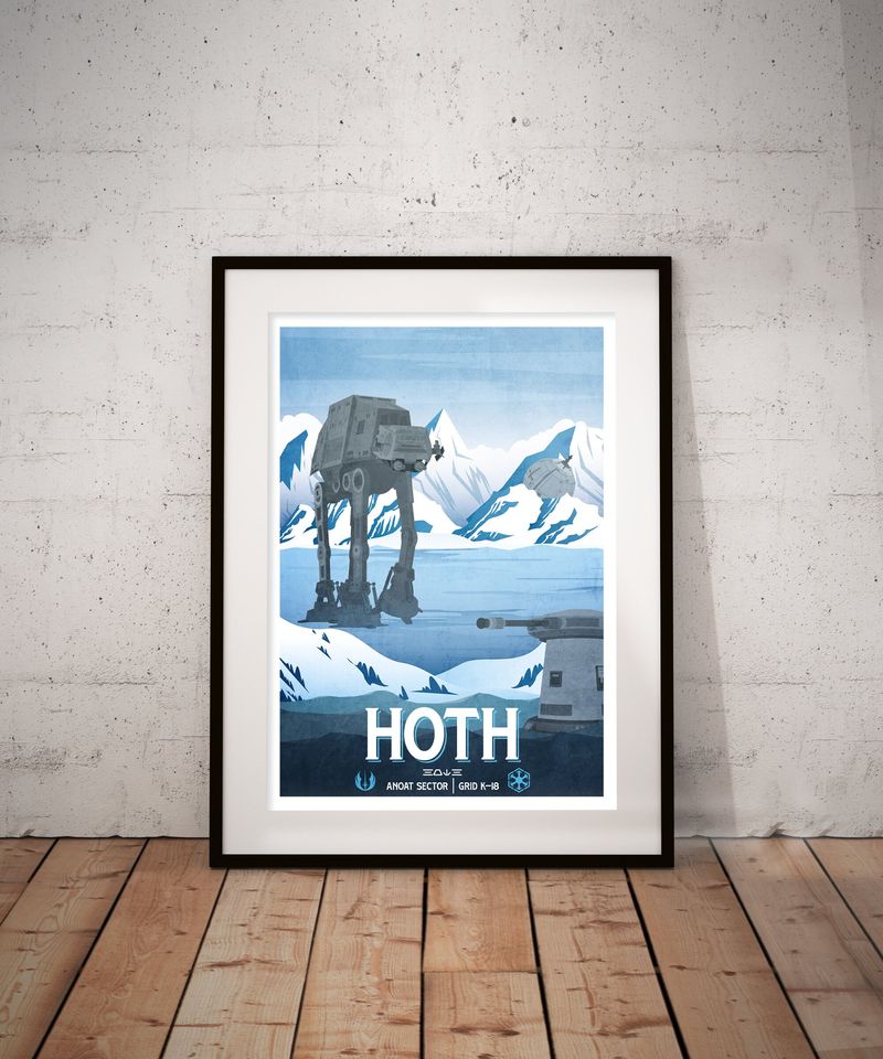 Star Wars Hoth Poster: Retro Travel Print Sci-Fi Wall Art