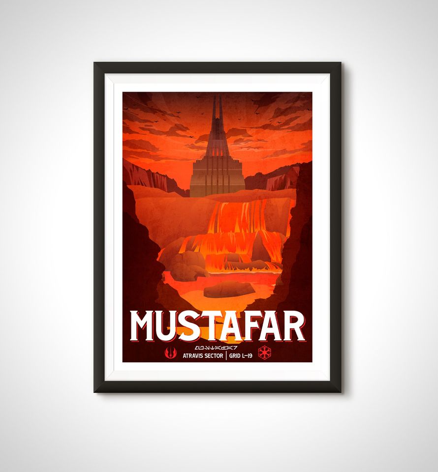 Star Wars Mustafar Poster: Retro Travel Print Sci-Fi Wall Art