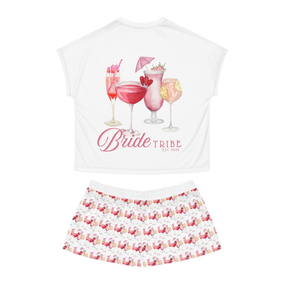 Pajama set, bride tribe bridesmaid pajamas, cocktail bridesmaid gift, it girl holiday pyjama, pink coquette