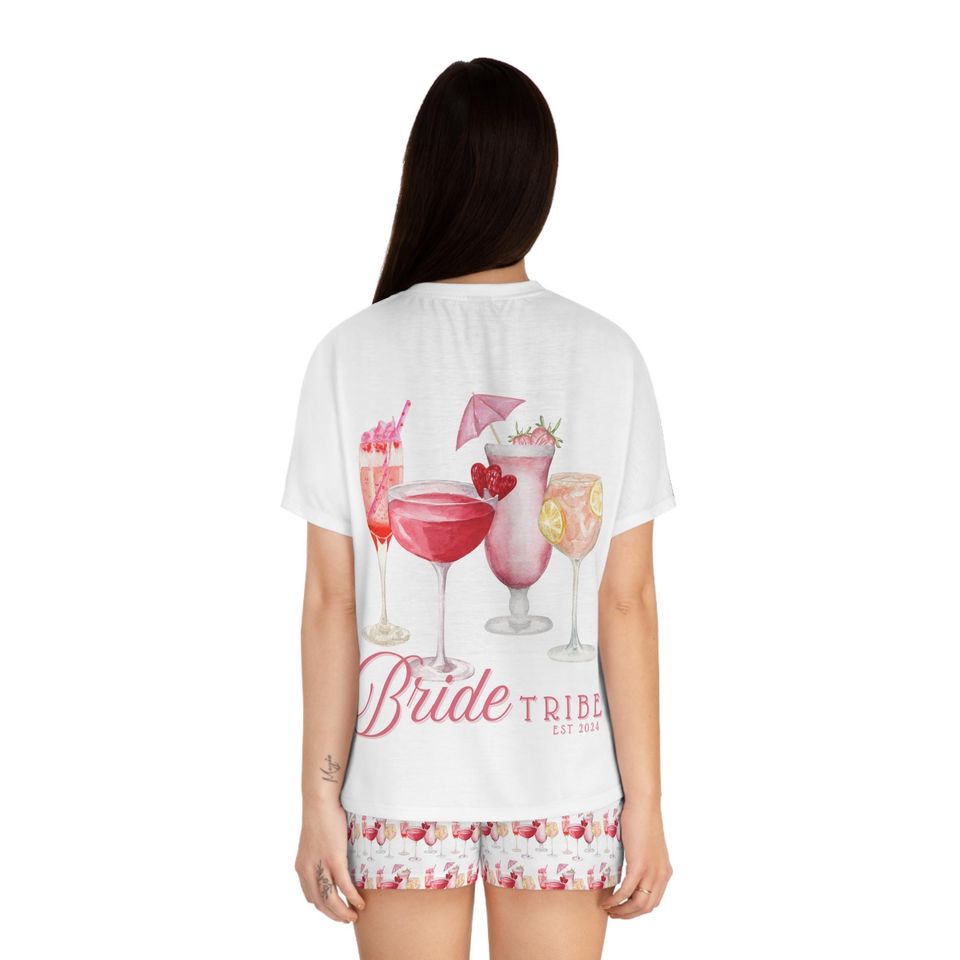 Pajama set, bride tribe bridesmaid pajamas, cocktail bridesmaid gift, it girl holiday pyjama, pink coquette