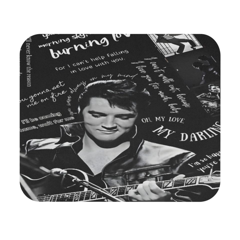 Elvis Presley Black and White Collage Mouse Pad Rectangle