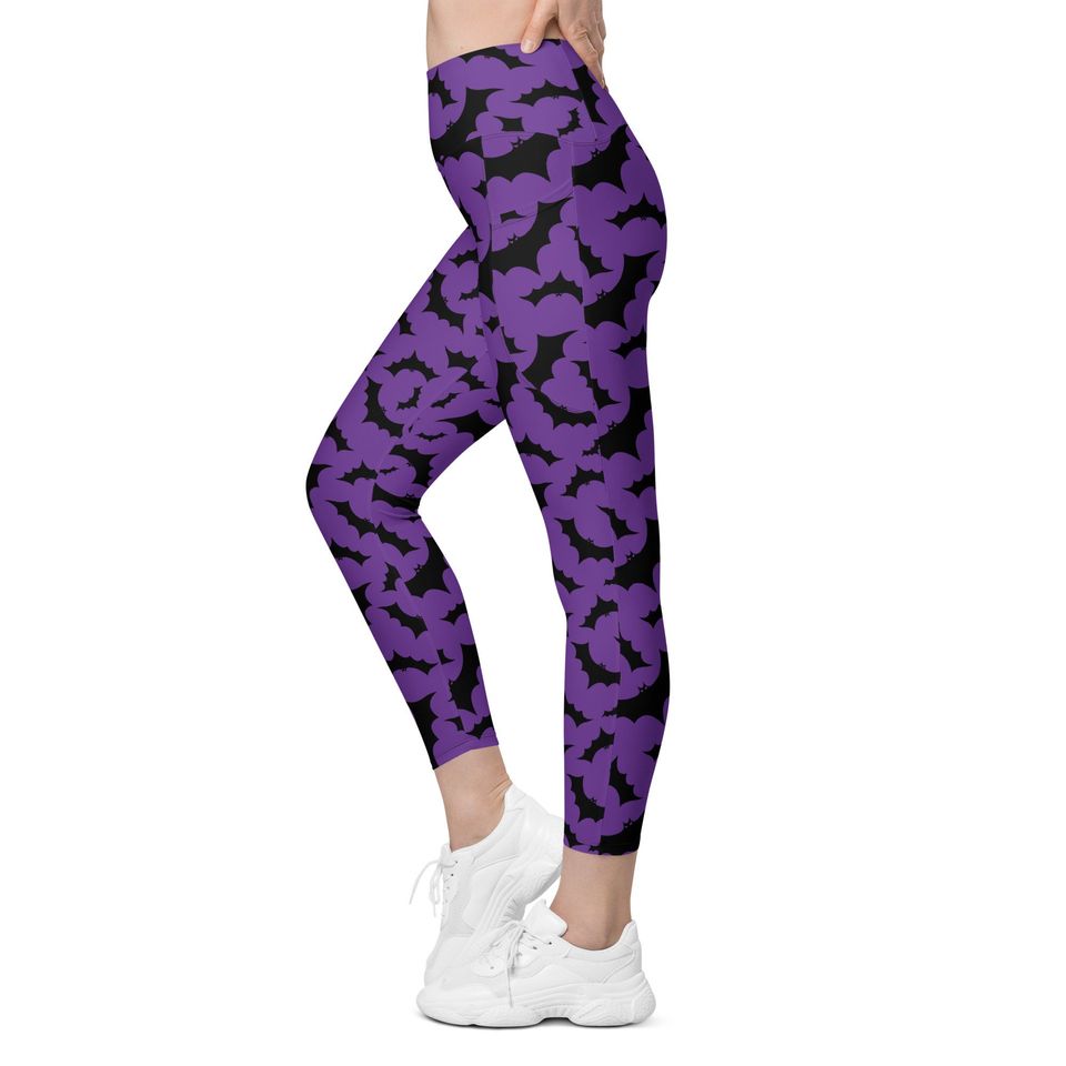 Bat Recycled Leggings with pockets - All-over bats pattern print leggings