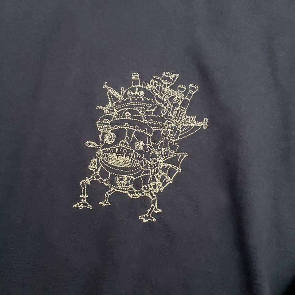 Anime Fantasy Castle Embroidered Sweater Sweatshirt Navy Blue