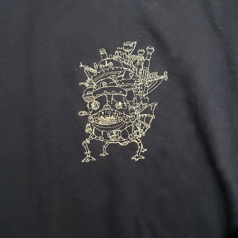 Anime Fantasy Castle Embroidered Sweater Sweatshirt Navy Blue