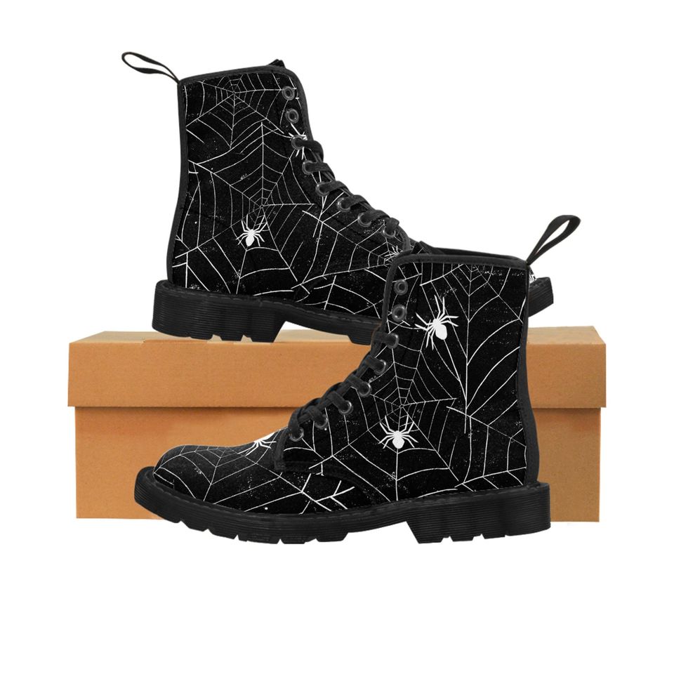 Women's Spider Web Boots - Halloween Design, Trendsetting & Comfy