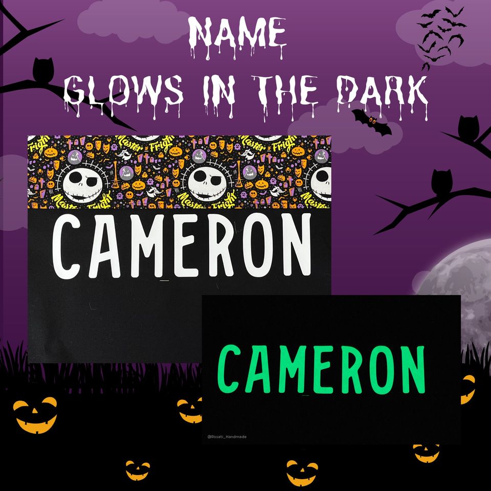 Trick or Treat Bag, Personalised Halloween Tote Bag for Kids and Adults, Fun Glow in the Dark Fabric