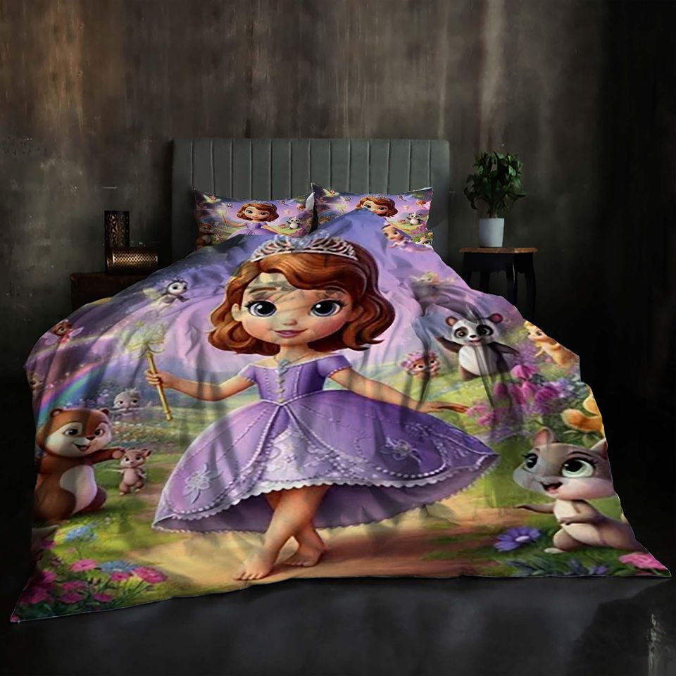 Gift Christmas Quilt Cover Set Princesa Sofia 3-Piece Queen Bedding Includes Duvet Cover