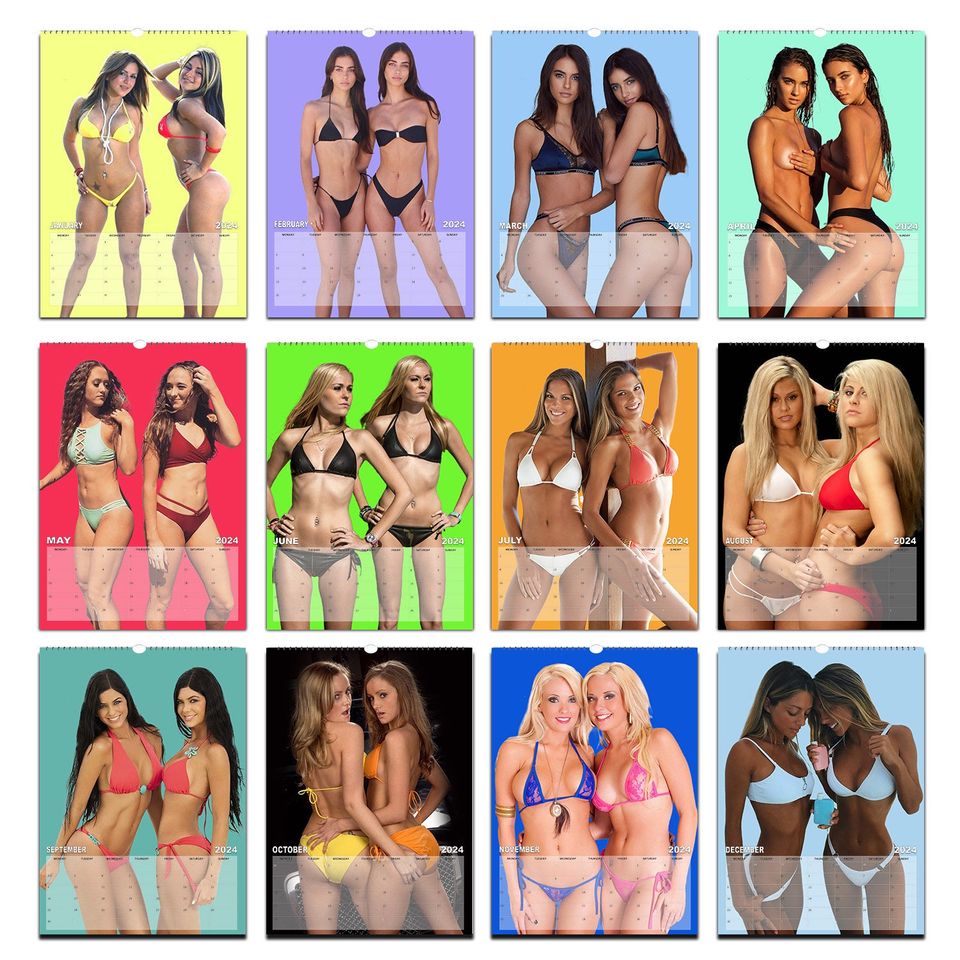 Bikini Twins Sexy Hot 2024 Wall calendar