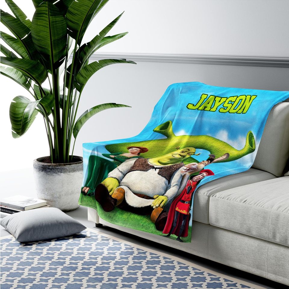 Personalized Shrek Characters Blanket, Disney Shrek Fleece Blanket
