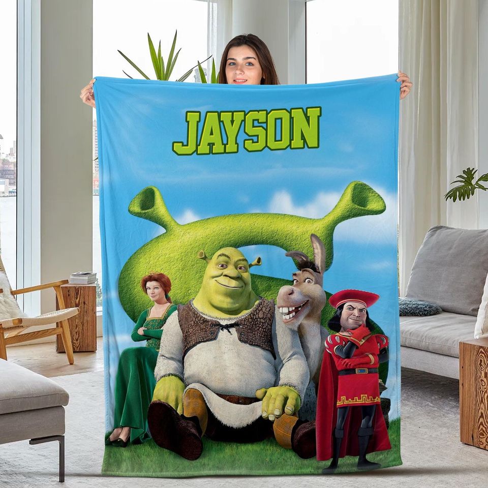 Personalized Shrek Characters Blanket, Disney Shrek Fleece Blanket