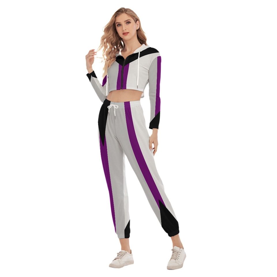 Demisexual Pride Crop Hoodie Sports Set Design with Colors of Demisexual Pride Flag LGBTQ+ Clothing Gift for Demisexuals