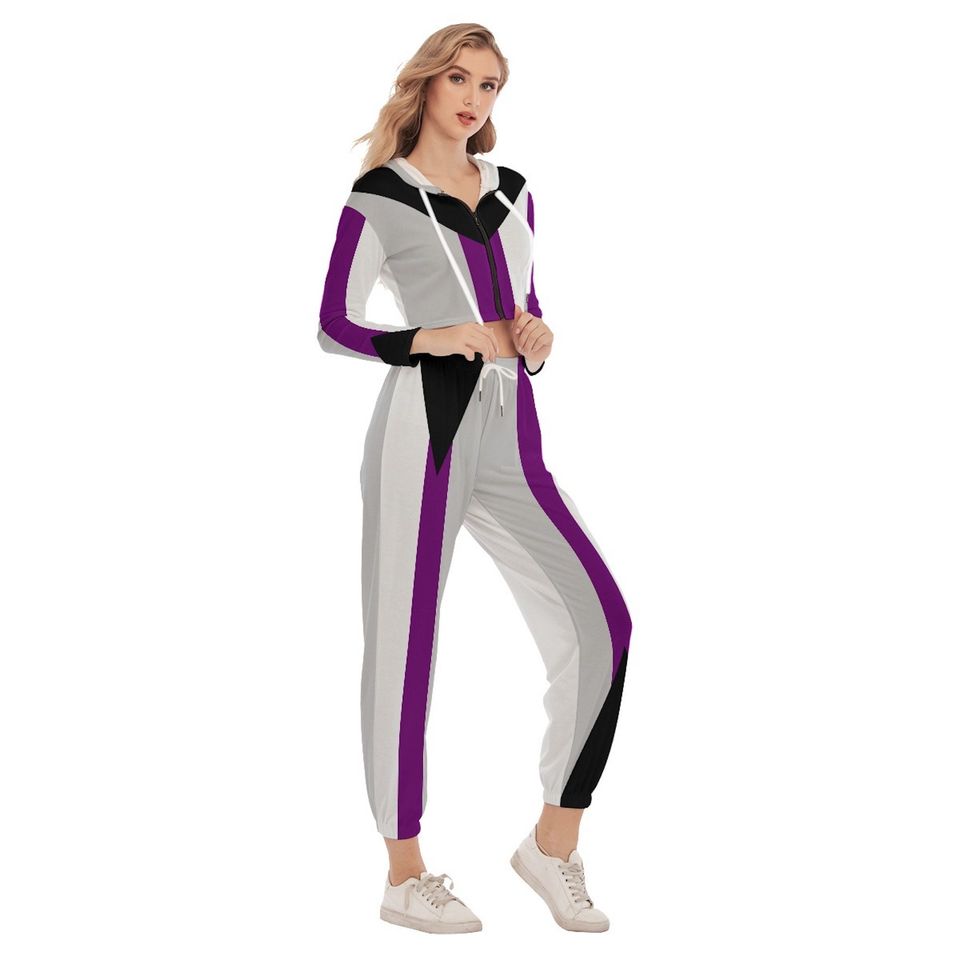 Demisexual Pride Crop Hoodie Sports Set Design with Colors of Demisexual Pride Flag LGBTQ+ Clothing Gift for Demisexuals