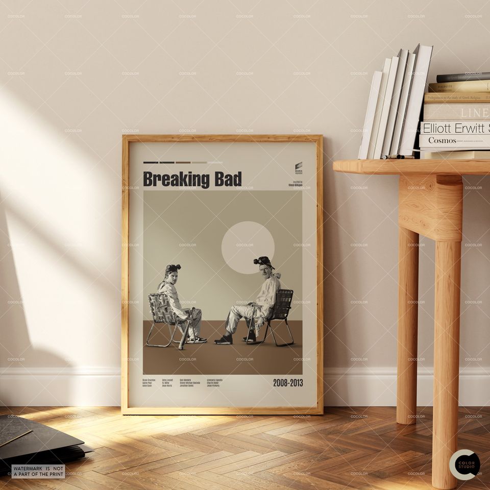 Breaking Bad, Bryan Cranston, Midcentury Modern Vintage Poster
