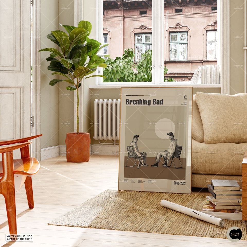 Breaking Bad, Bryan Cranston, Midcentury Modern Vintage Poster