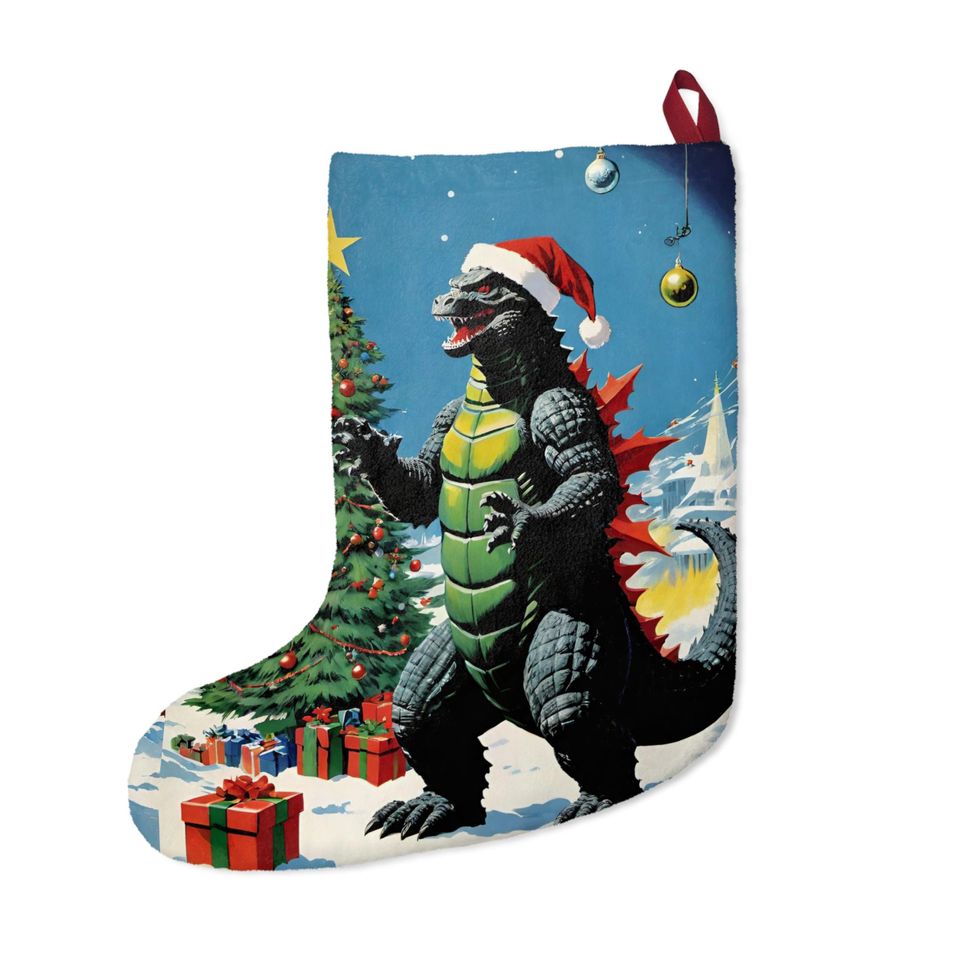 Vintage god zilla Christmas Stocking: Kaiju Holiday Decor