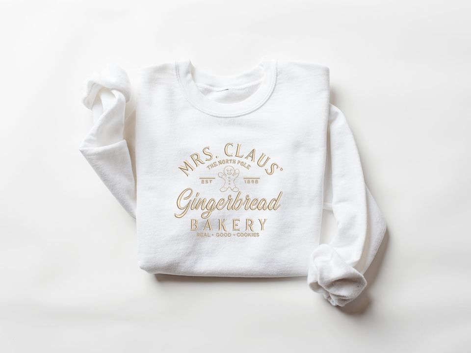 Embroidered Mrs. Claus Gingerbread Christmas Sweatshirt