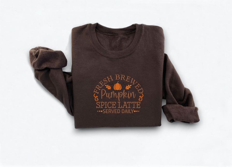 Embroidered Autumn Pumpkin Spice Latte Sweatshirt