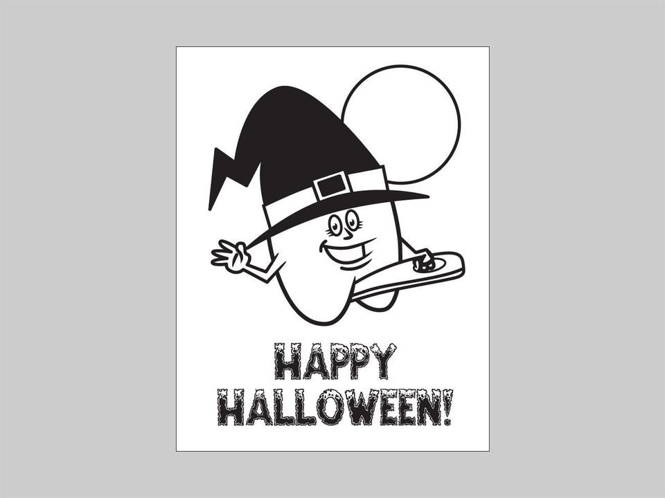 Printable Happy Halloween Dentist Witch Tooth Instant