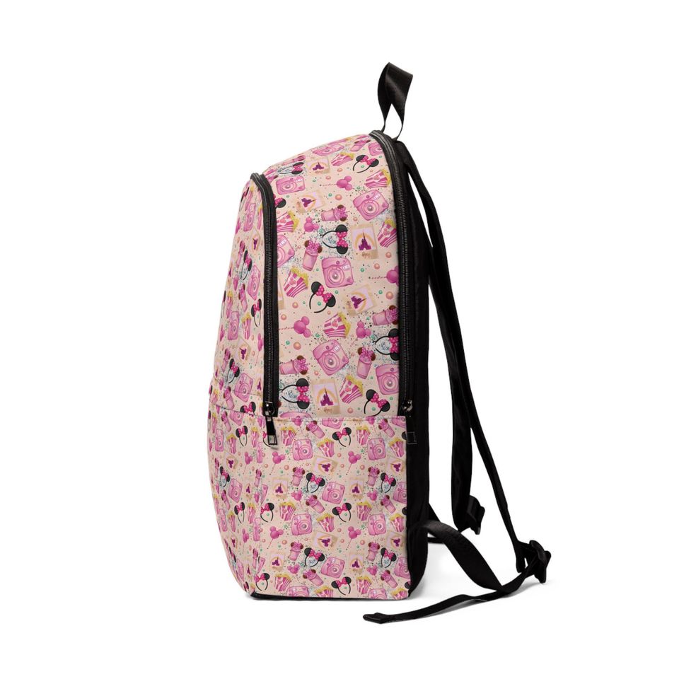Disney Park Rides Pattern Backpack with Pink Parkhopping Design