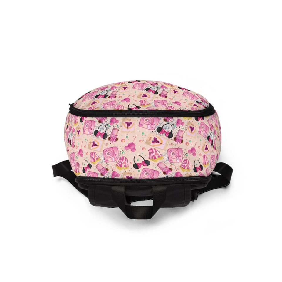 Disney Park Rides Pattern Backpack with Pink Parkhopping Design