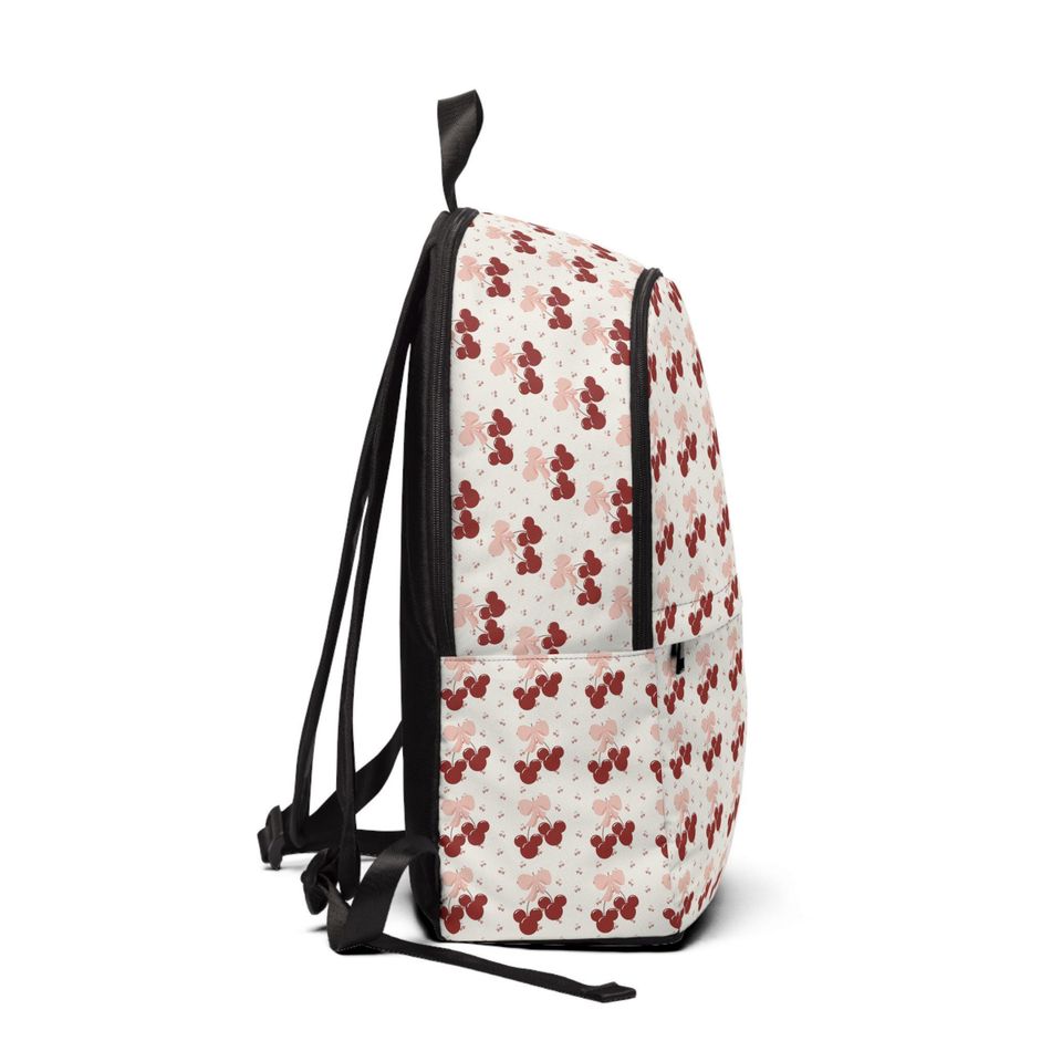 Cherries & Bows Mickey Mouse Backpack: Disney-Themed Nylon Bookbag