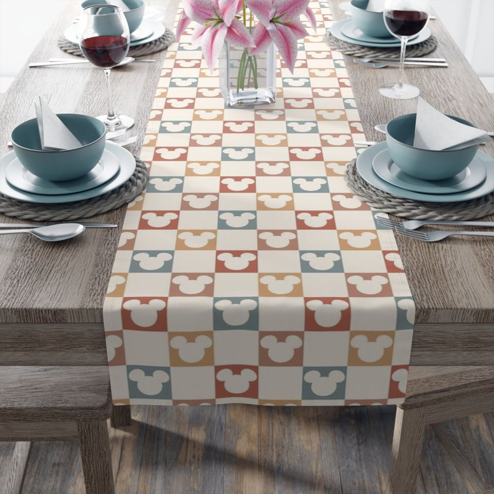 Retro Disney Mickey Mouse Table Runner for Kitchen and Dining Decor