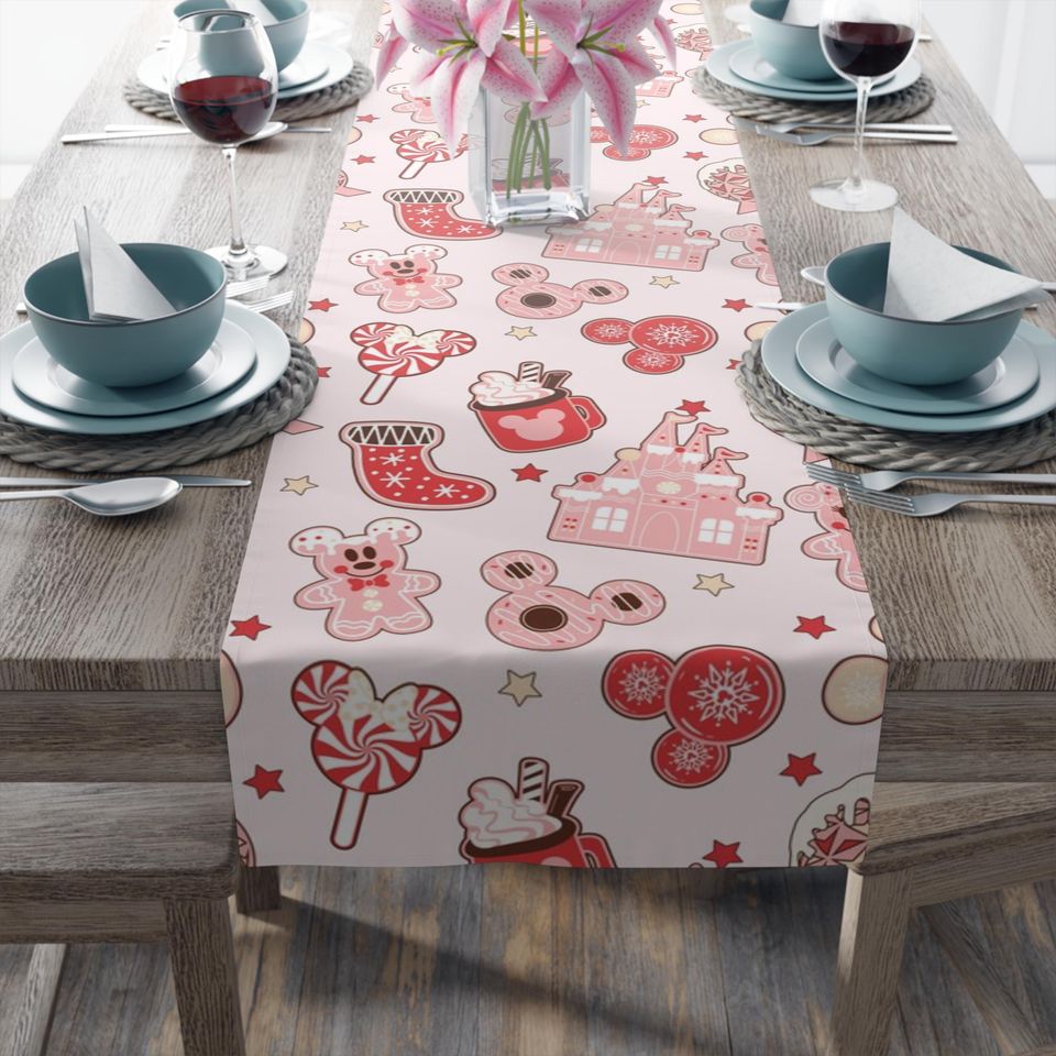 Disney Christmas Table Runner with Mickey Ears, Kitchen & Table Decor