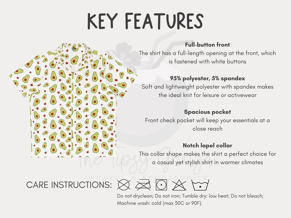 Cute Avocado Hawaiian Shirt, Beach Shirt