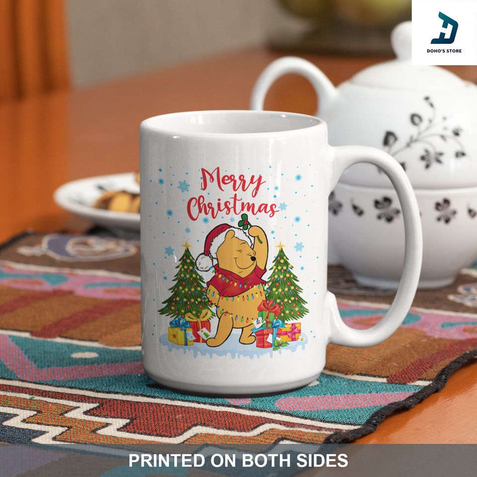 Winnie The Pooh Christmas Tree Mug, Vintage Disney Christmas Mug
